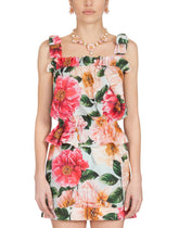 Camellia-print poplin top with bows -  | Dolce &amp; Gabbana