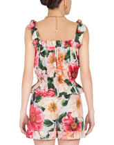 Camellia-print poplin top with bows -  | Dolce &amp; Gabbana