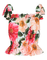 Camellia-print poplin top with bows -  | Dolce &amp; Gabbana