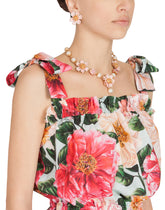 Camellia-print poplin top with bows -  | Dolce &amp; Gabbana