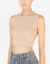 Sleeveless jersey top with corset details -  | Dolce &amp; Gabbana