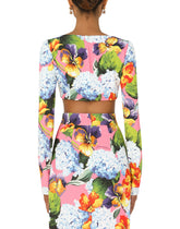Hydrangea-print cady top -  | Dolce & Gabbana