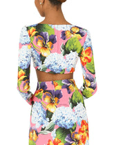 Hydrangea-print cady top -  | Dolce & Gabbana