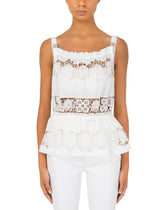 Poplin top with openwork embroidery -  | Dolce & Gabbana