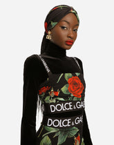 Charmeuse top with red rose print -  | Dolce &amp; Gabbana