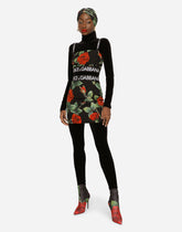 Charmeuse top with red rose print -  | Dolce &amp; Gabbana