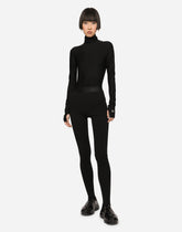 Jersey turtle-neck bodysuit with DG logo -  | Dolce &amp; Gabbana