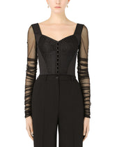 Corset bustier with tulle sleeves -  | Dolce &amp; Gabbana