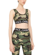 Camouflage jersey top with branded elastic -  | Dolce &amp; Gabbana