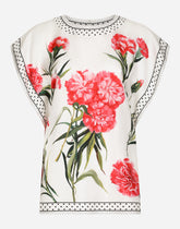 Carnation-print twill blouse -  | Dolce & Gabbana