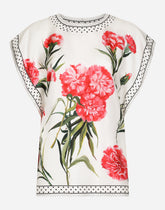 Carnation-print twill blouse -  | Dolce &amp; Gabbana