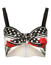 Poppy-print twill top with knot detail -  | Dolce & Gabbana