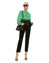 Silk blouse with all-over DG logo -  | Dolce & Gabbana