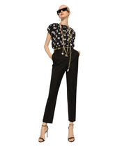 Charmeuse top with all-over DG print -  | Dolce &amp; Gabbana
