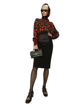 Cherry-print charmeuse top with gathered sleeves -  | Dolce & Gabbana