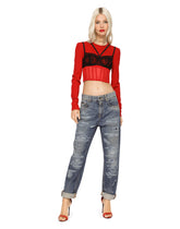 Milano rib top with contrasting bra detail -  | Dolce & Gabbana