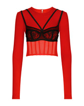 Milano rib top with contrasting bra detail -  | Dolce & Gabbana