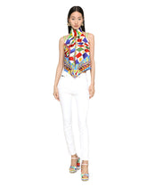 Twill halterneck top with Carretto print -  | Dolce & Gabbana