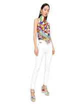 Twill halterneck top with Carretto print -  | Dolce & Gabbana