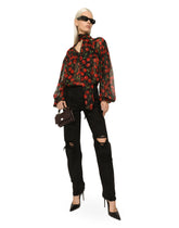 Cherry-print chiffon pussy-bow blouse -  | Dolce & Gabbana