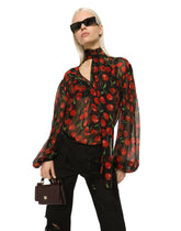 Cherry-print chiffon pussy-bow blouse -  | Dolce & Gabbana