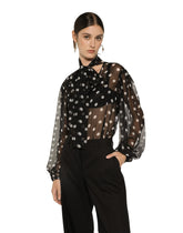 Chiffon pussy-bow blouse with polka-dot print -  | Dolce &amp; Gabbana
