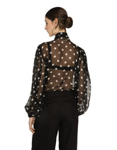 Chiffon pussy-bow blouse with polka-dot print -  | Dolce &amp; Gabbana