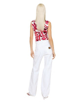 Sleeveless organzine top with Majolica print -  | Dolce & Gabbana