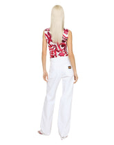 Sleeveless organzine top with Majolica print -  | Dolce & Gabbana