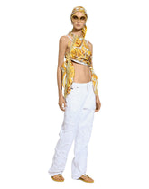 Silk twill halterneck top with majolica print -  | Dolce &amp; Gabbana