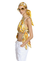 Silk twill halterneck top with majolica print -  | Dolce &amp; Gabbana