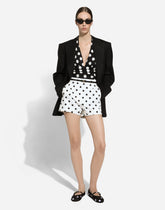 Polka-dot charmeuse top with plunging neckline -  | Dolce &amp; Gabbana