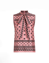 Silk foulard print DG allover logo bow top -  | Dolce &amp; Gabbana