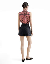 Silk foulard print DG allover logo bow top -  | Dolce &amp; Gabbana