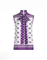 DG logo all-over silk twill top -  | Dolce &amp; Gabbana