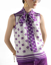 DG logo all-over silk twill top -  | Dolce &amp; Gabbana