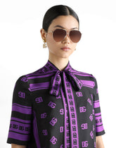 DG logo all-over print silk top -  | Dolce &amp; Gabbana