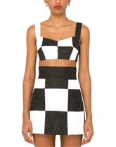 Damier patchwork jacquard bustier top -  | Dolce & Gabbana