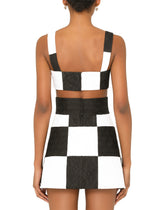 Damier patchwork jacquard bustier top -  | Dolce & Gabbana