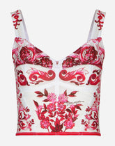 Majolica-print marquisette bustier top -  | Dolce & Gabbana