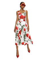 Poppy-print poplin corset -  | Dolce & Gabbana
