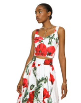 Poppy-print poplin corset -  | Dolce & Gabbana