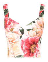 Camellia-print charmeuse bustier top -  | Dolce & Gabbana