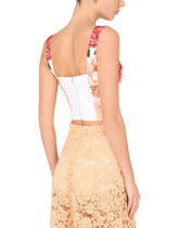 Camellia-print charmeuse bustier top -  | Dolce & Gabbana