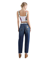 Cotton corset top with floral print -  | Dolce &amp; Gabbana