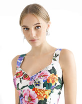 Cotton corset top with floral print -  | Dolce &amp; Gabbana