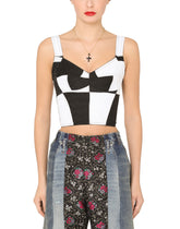 Long damier patchwork jacquard bustier top -  | Dolce & Gabbana