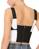 Long damier patchwork jacquard bustier top -  | Dolce & Gabbana