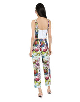 Cotton corset top with nocturnal flower print -  | Dolce & Gabbana