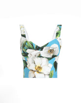 Cotton corset top with gardenia print -  | Dolce &amp; Gabbana